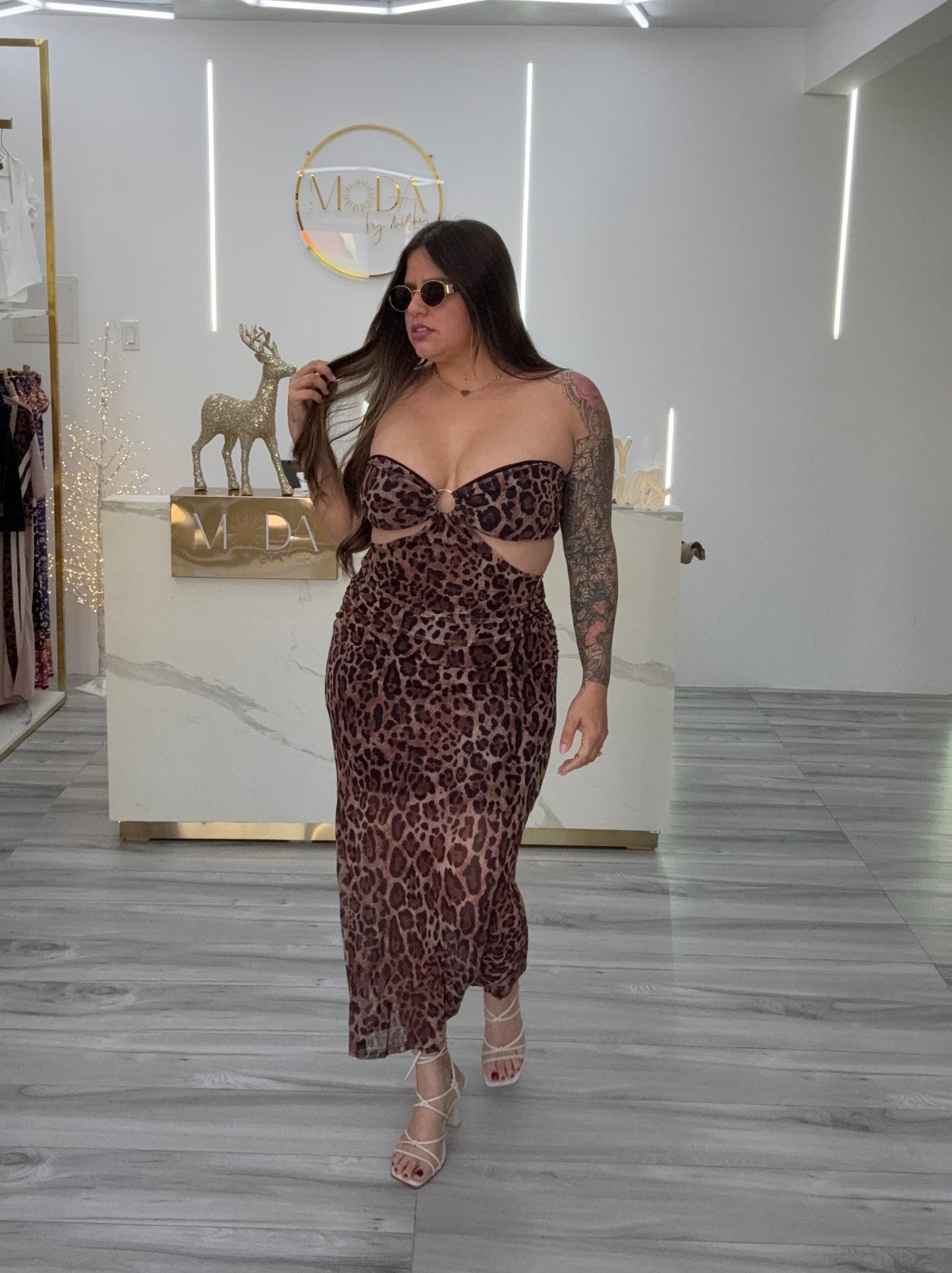 Leopard Mesh Dress